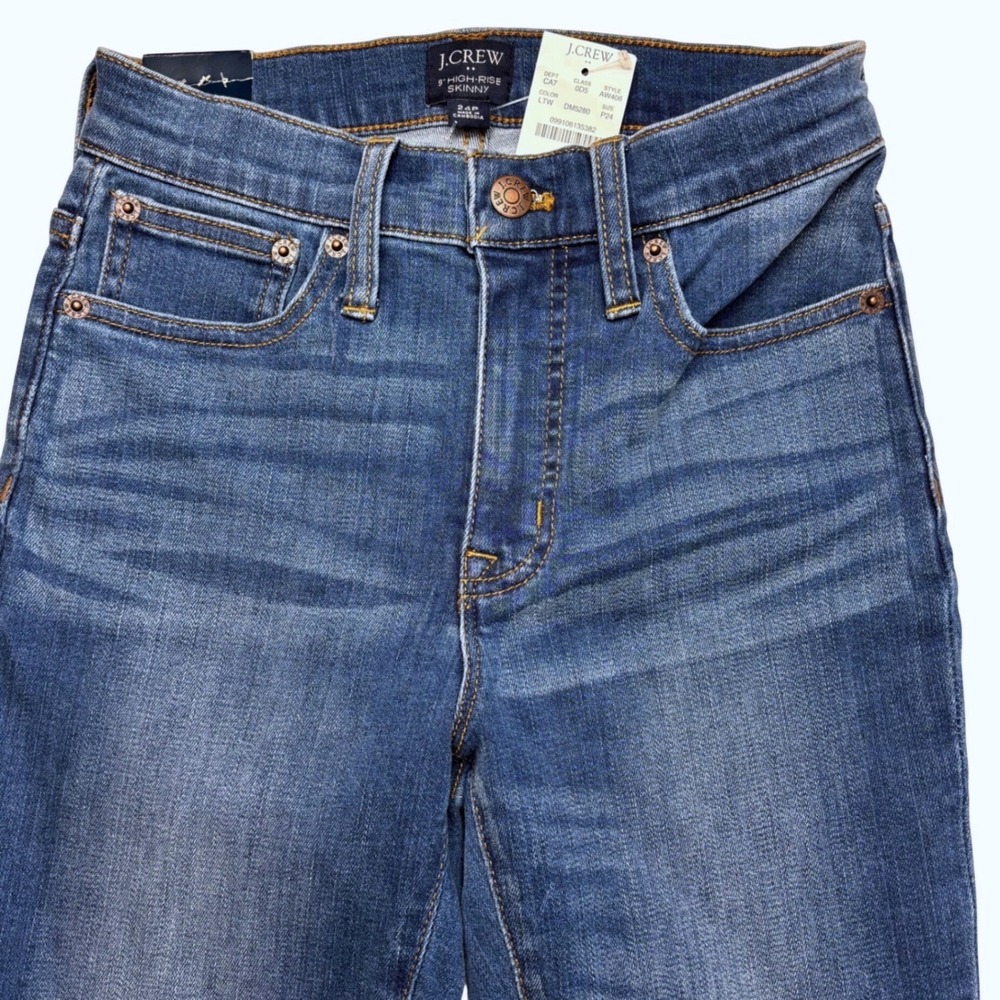 J.Crew 9 High-Rise Skinny Jeans Blue Medium Wash Raw Hem 24P Petite